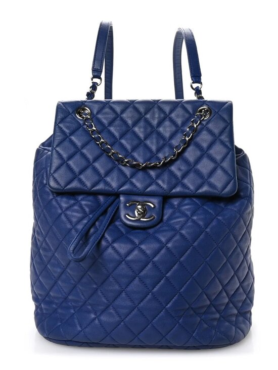 CHANEL Handbags - Chanel Lambskin Quilted Large Urban Spirit Backpack Blue Shoulder Bag Sling